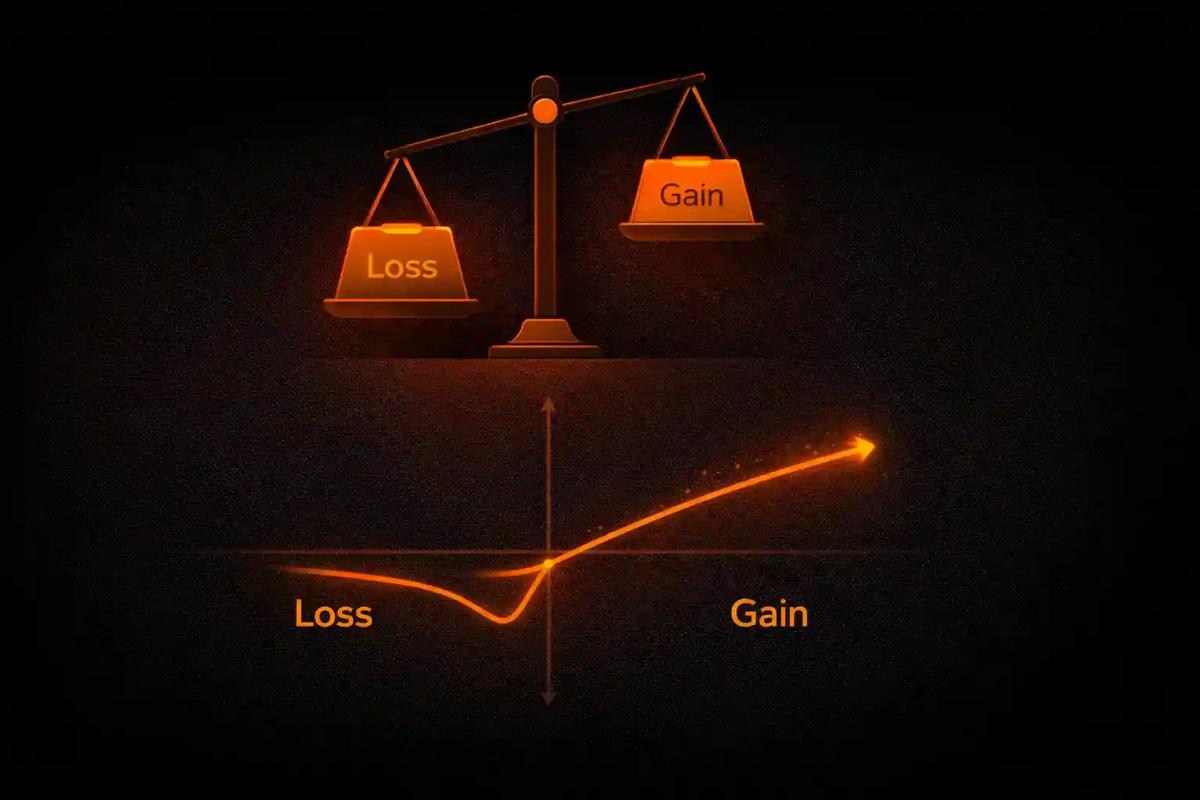 Diagram showing loss aversion_ losses feel stronger than equivalent gains