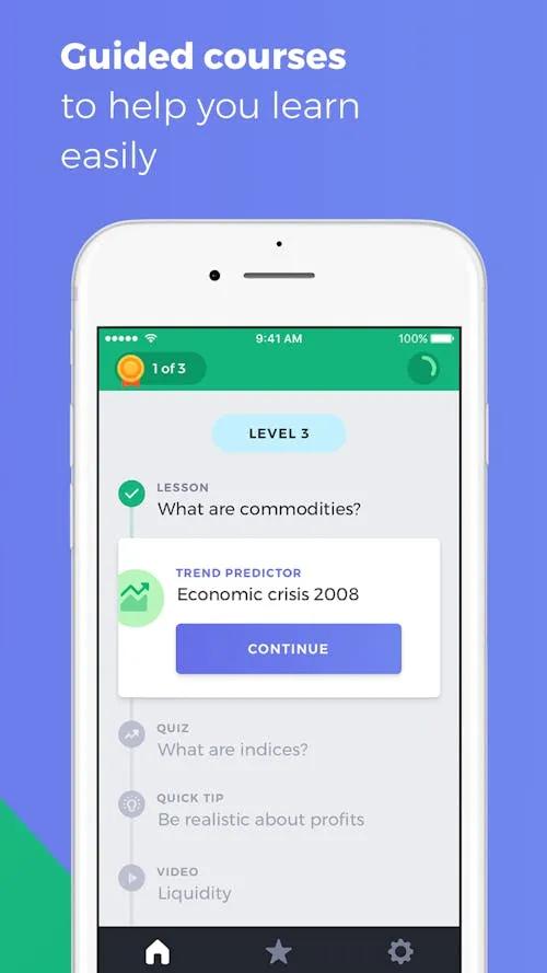 App Investmate de Capital.com con cursos estructurados y rutas de aprendizaje para traders