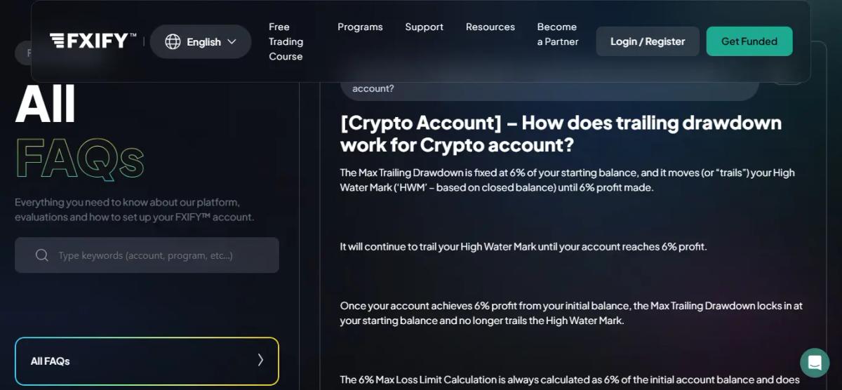 Explicación oficial de FXIFY sobre el trailing drawdown de balance cerrado del programa 1-Phase