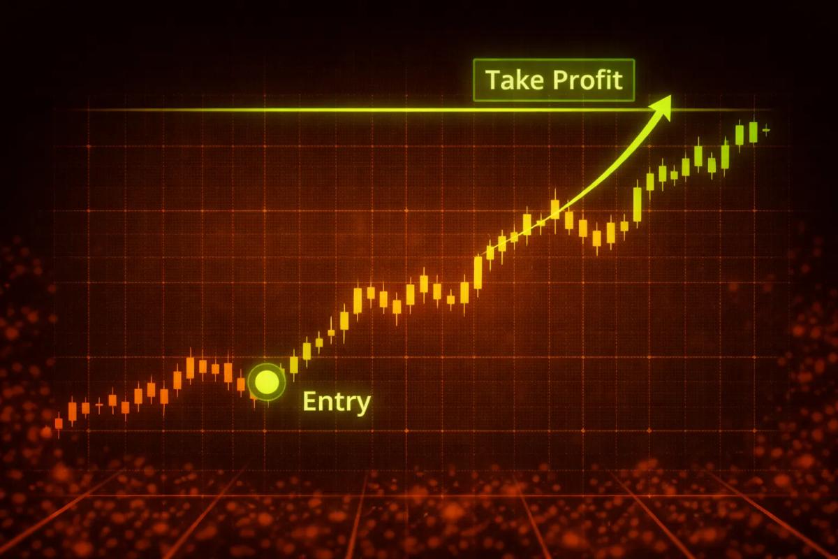 Price chart showing entry point and take profit order level marked above