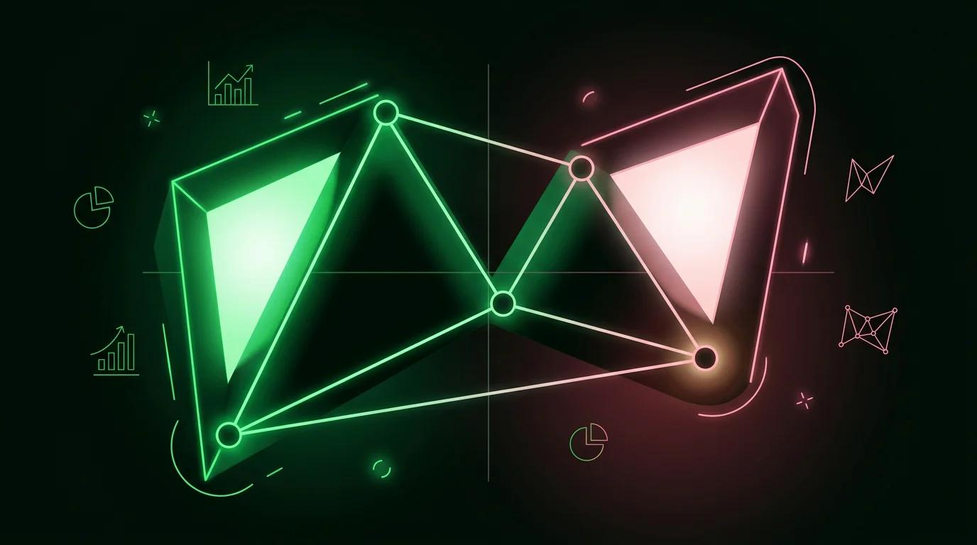 Sequenza di cinque punti geometrici collegati da linee di prezzo che formano una struttura armonica con annotazioni di rappor