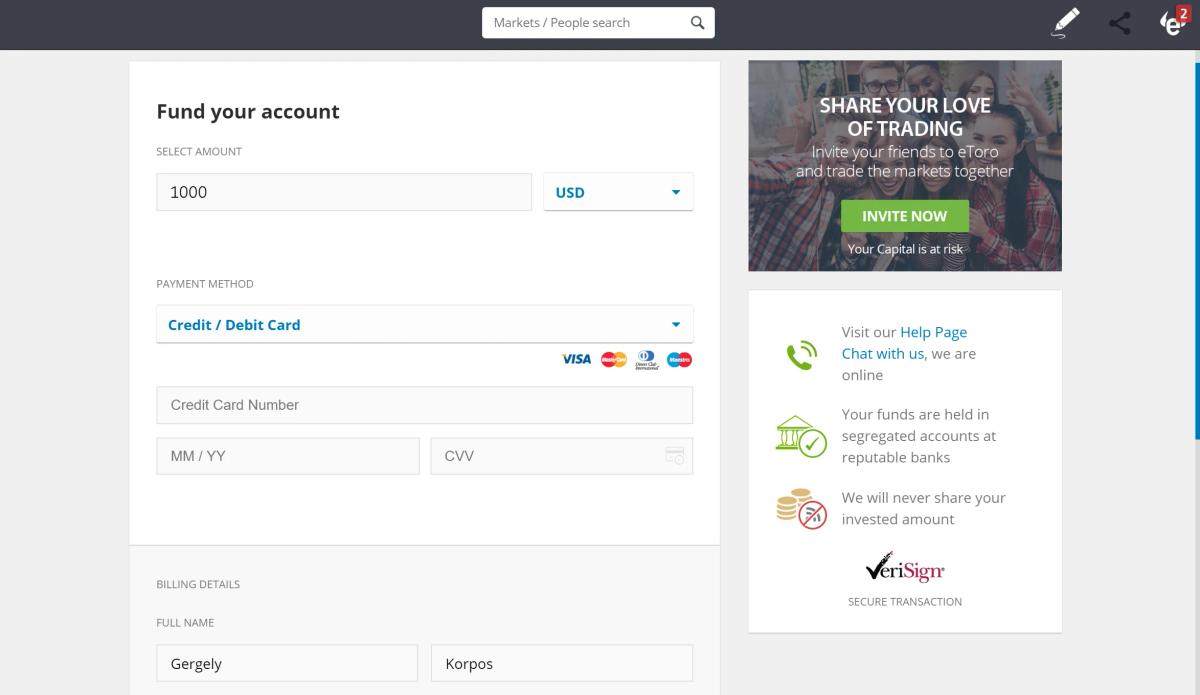 Métodos de depósito disponibles en eToro para clientes latinoamericanos