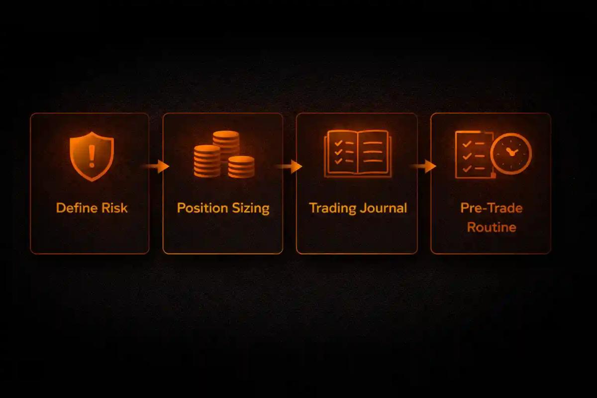 Checklist of four methods to manage fear of losing money in trading