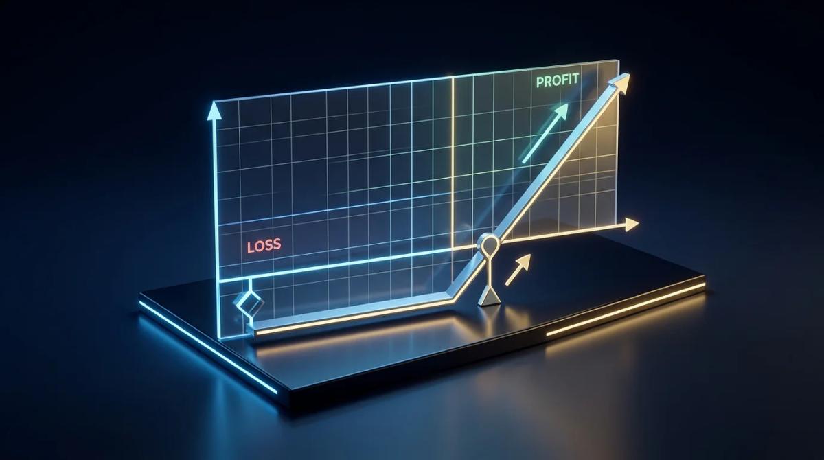 Call option payoff diagram showing profit above strike plus premium, loss below