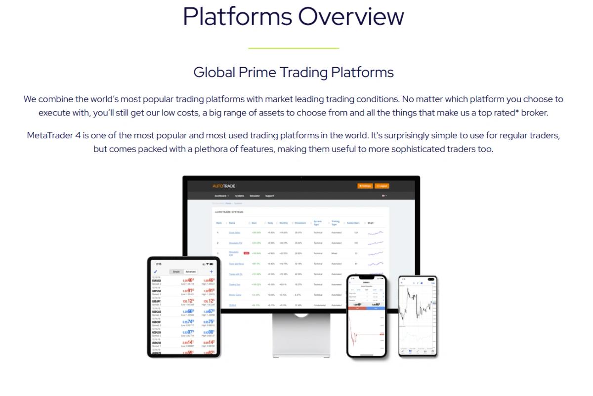 Global Prime trading platform EUR_USD interface
