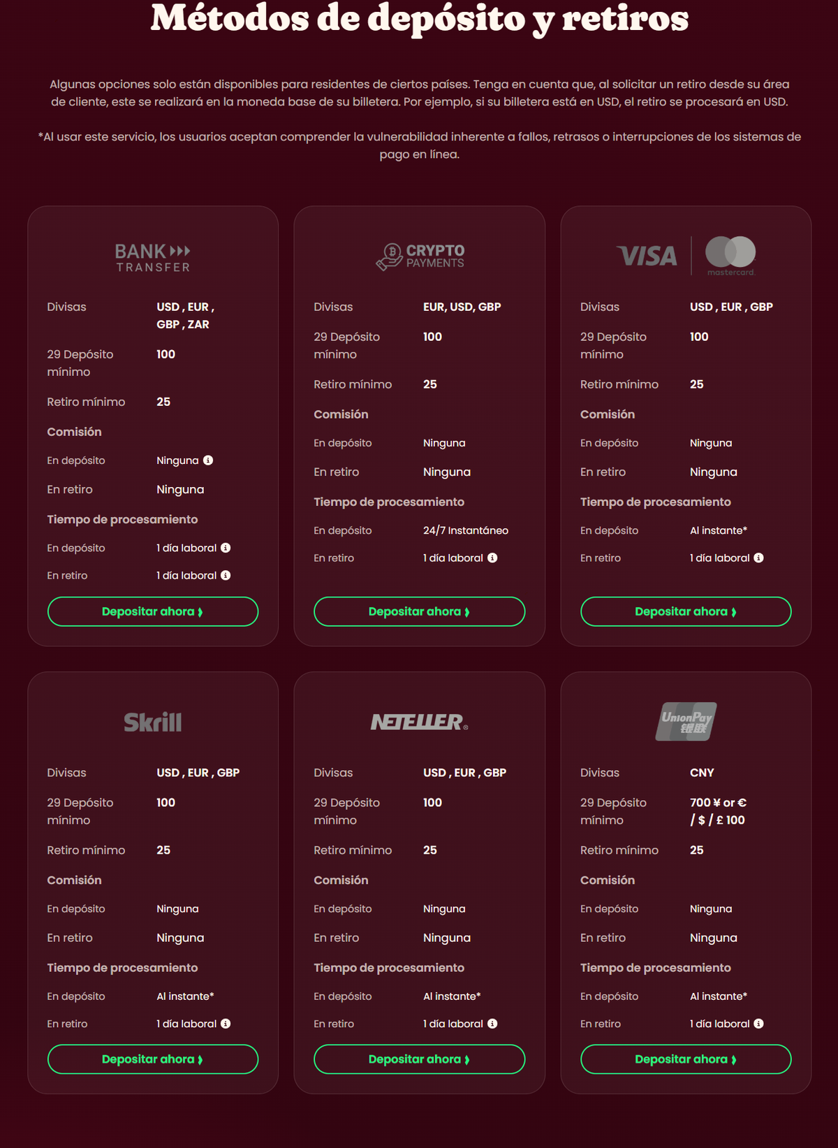 Métodos de depósito y retiro en Tickmill con tarjetas, transferencia y monederos