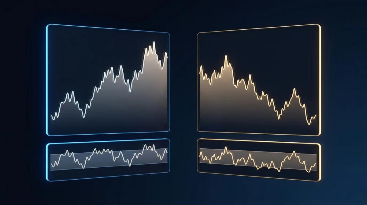 RSI (period 14) chart on synthetic data (Illustrative example · synthetic data, not real prices)