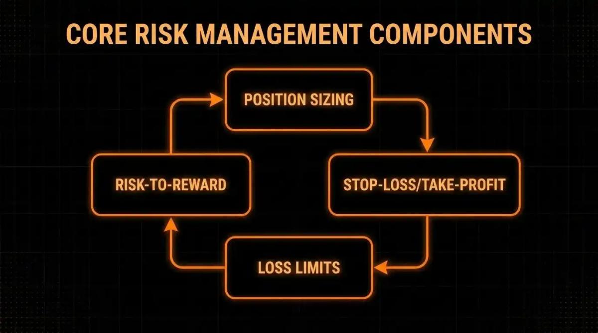 Diagram showing four core components of a risk management system v2