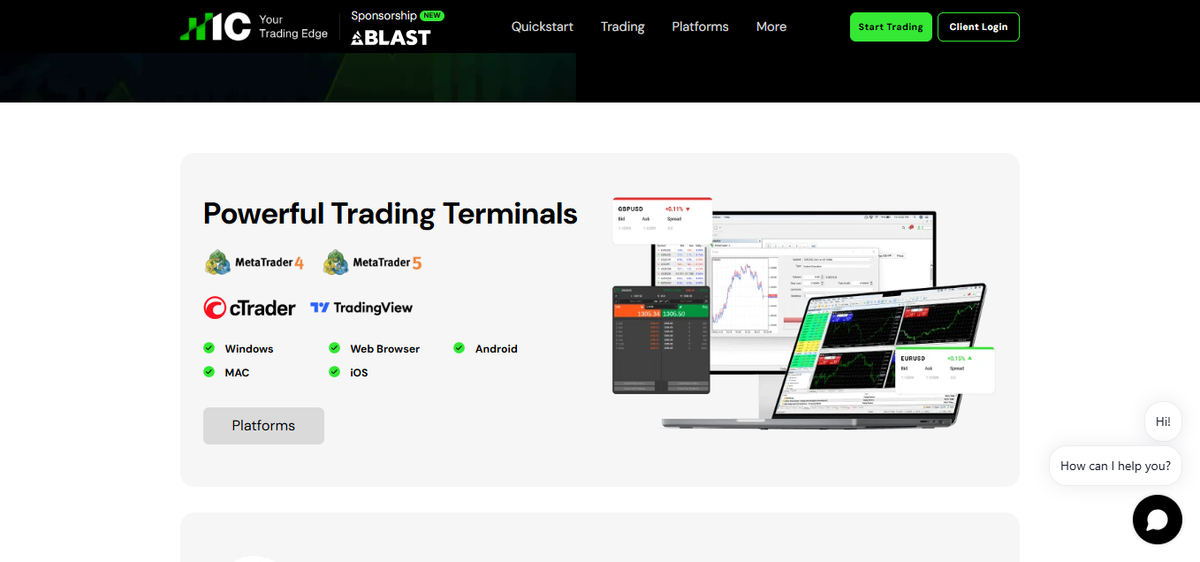 Platform overview highlighting MetaTrader 4, MetaTrader 5 and cTrader on IC Markets