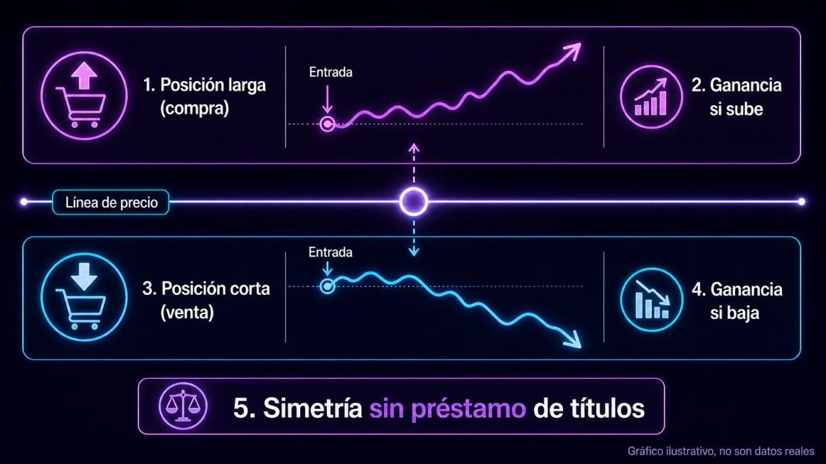 Dos órdenes simétricas en CFD: una orden de compra y una orden de venta con ganancias en direcciones opuestas