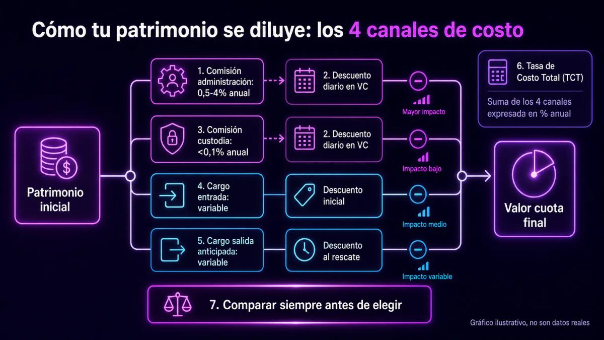 Desglose de comisiones en fondos mutuos: administración, custodia, entrada y salida