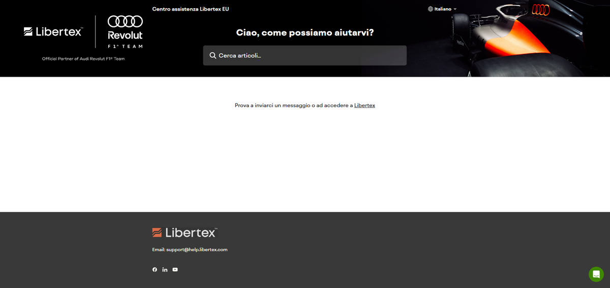 Centro assistenza e formazione Libertex con FAQ, guide, contatti e webinar