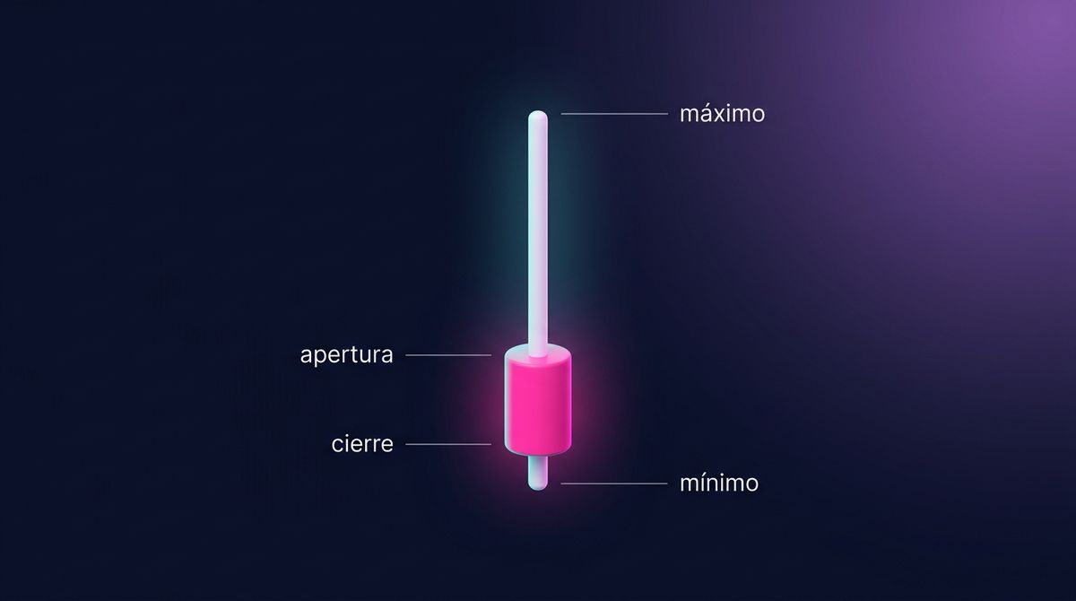 Diagrama del patrón Estrella Fugaz en gráfico de velas japonesas