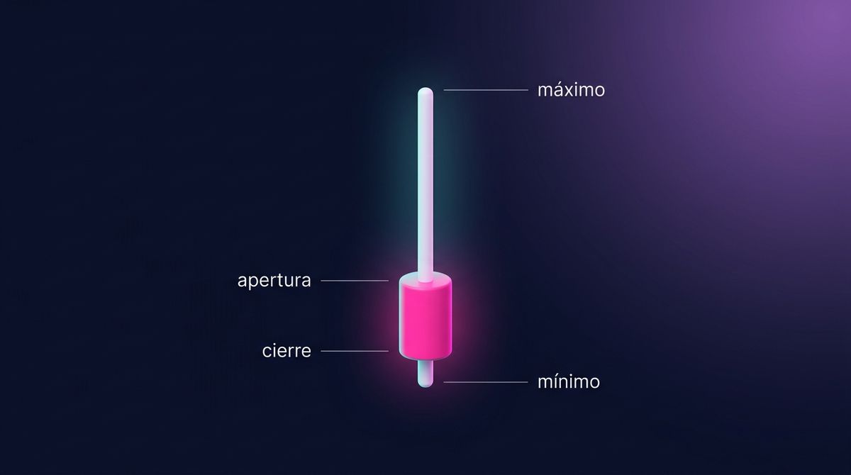 Diagrama del patrón Estrella Fugaz en gráfico de velas japonesas