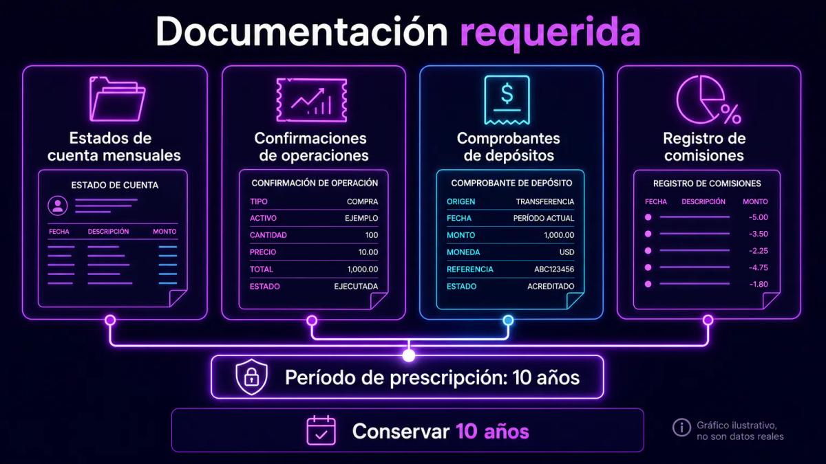 Checklist de documentos tributarios: estados de cuenta, confirmaciones de operaciones, comprobantes de depósitos y registro d