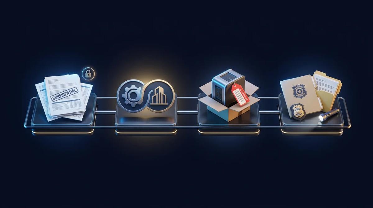 Timeline showing unreleased earnings, pending merger, product recall, and regulatory investigation as examples of material no