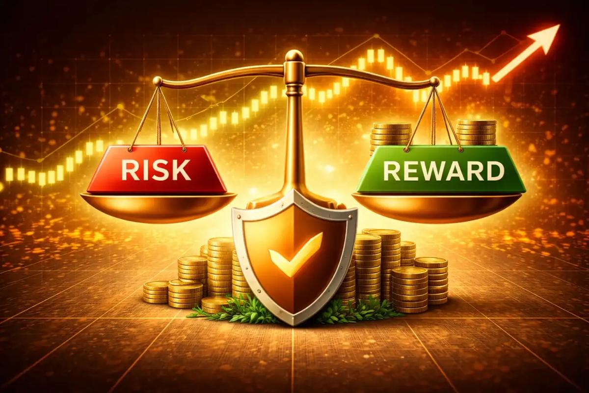 Risk management in trading concept showing balance between risk and capital protection