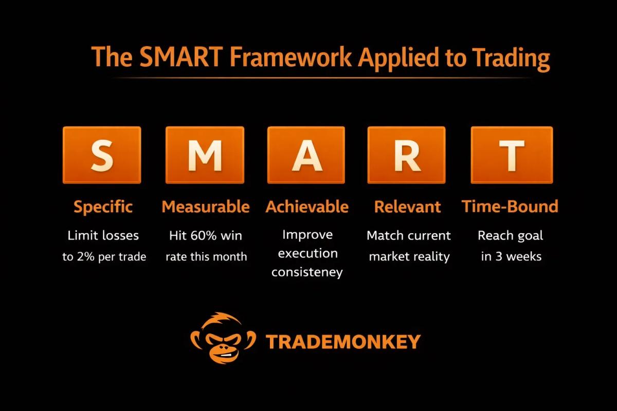 SMART goal framework adapted for trading with specific examples for each element