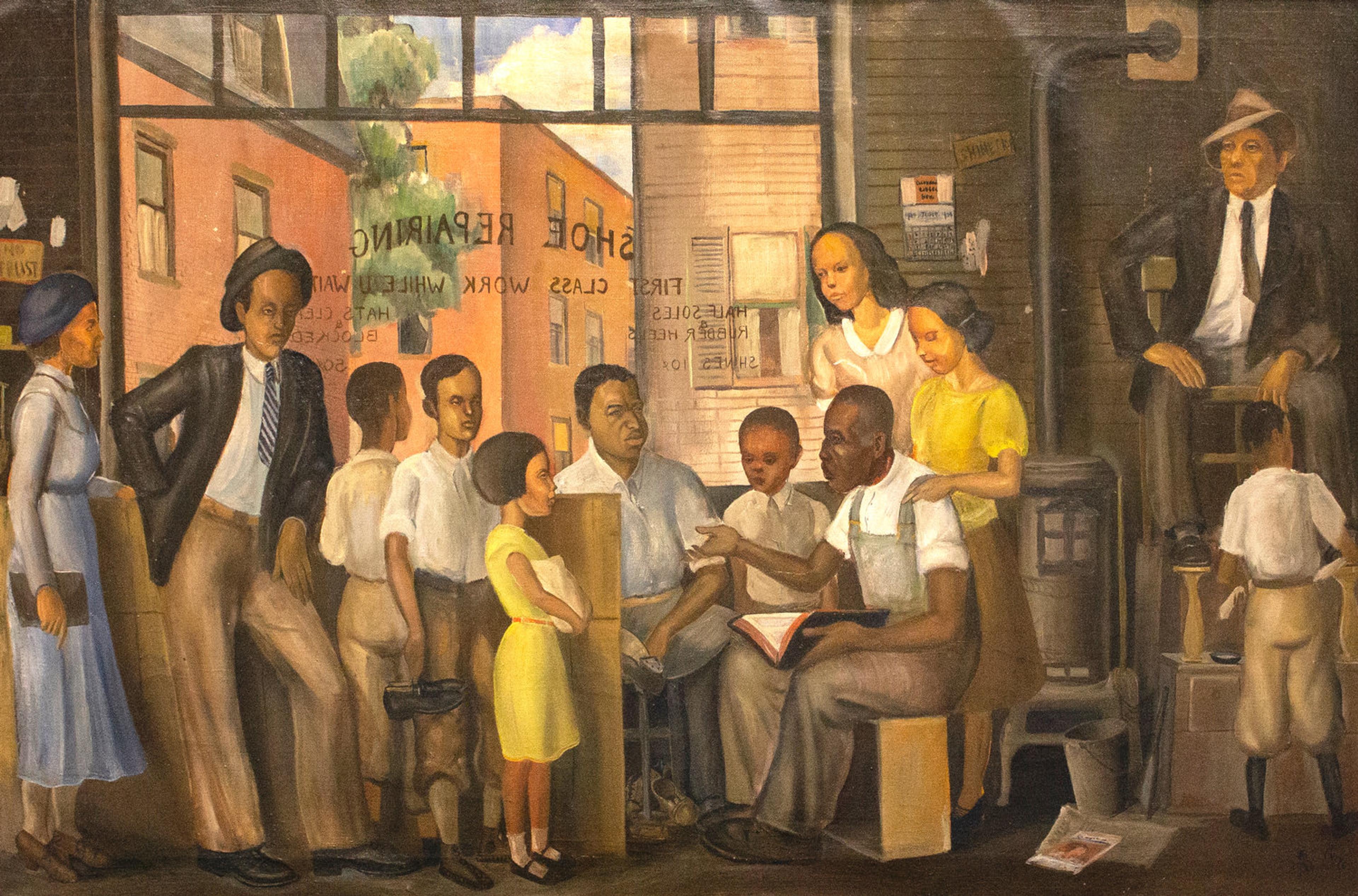 Allan Rohan Crite, American (1910-2007), And The Lord Said, 1934 Oil on canvas, 30x35x3/4 in. framed