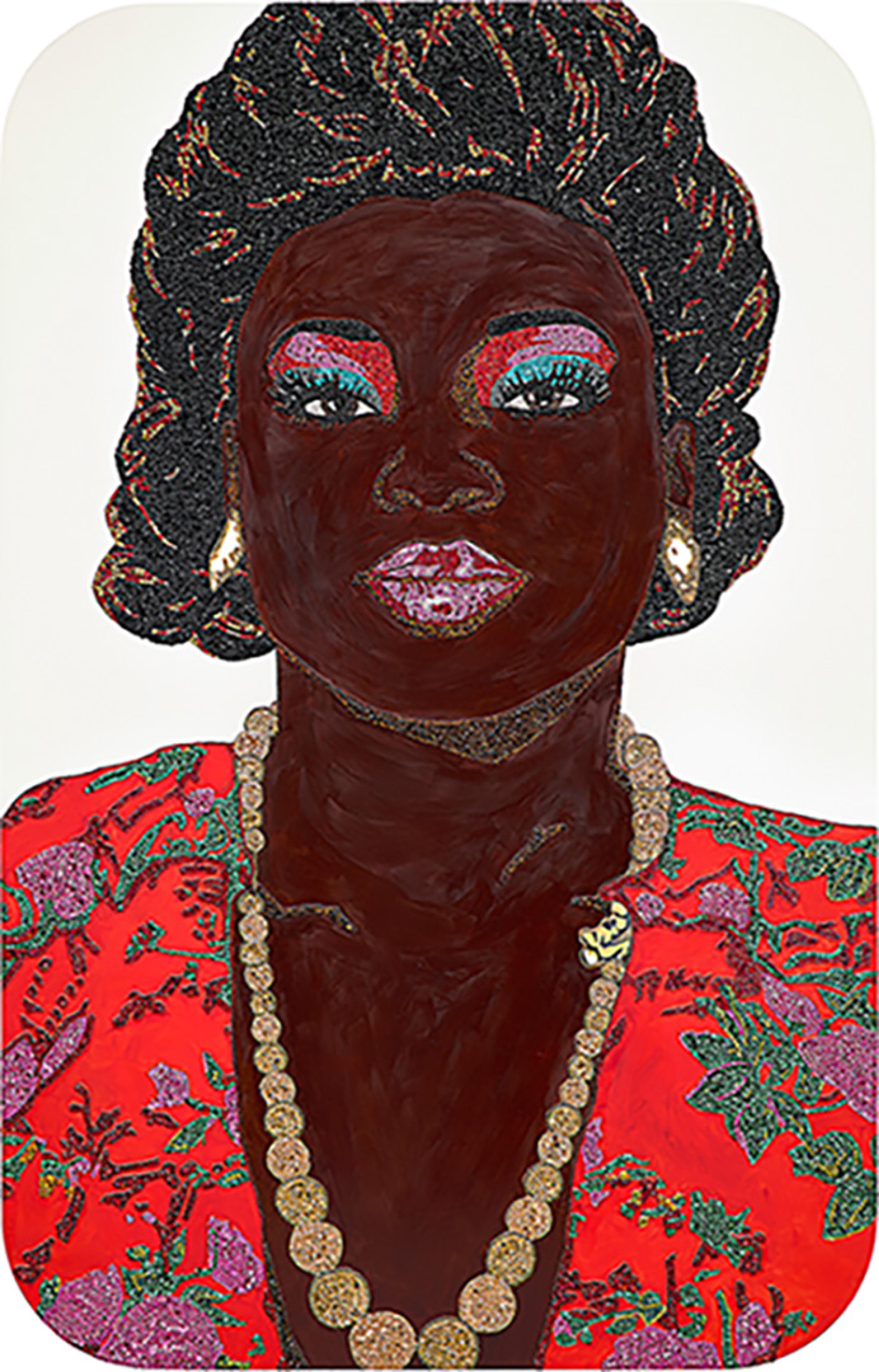 Mickalene Thomas  Portrait of Qusuquzah #5
