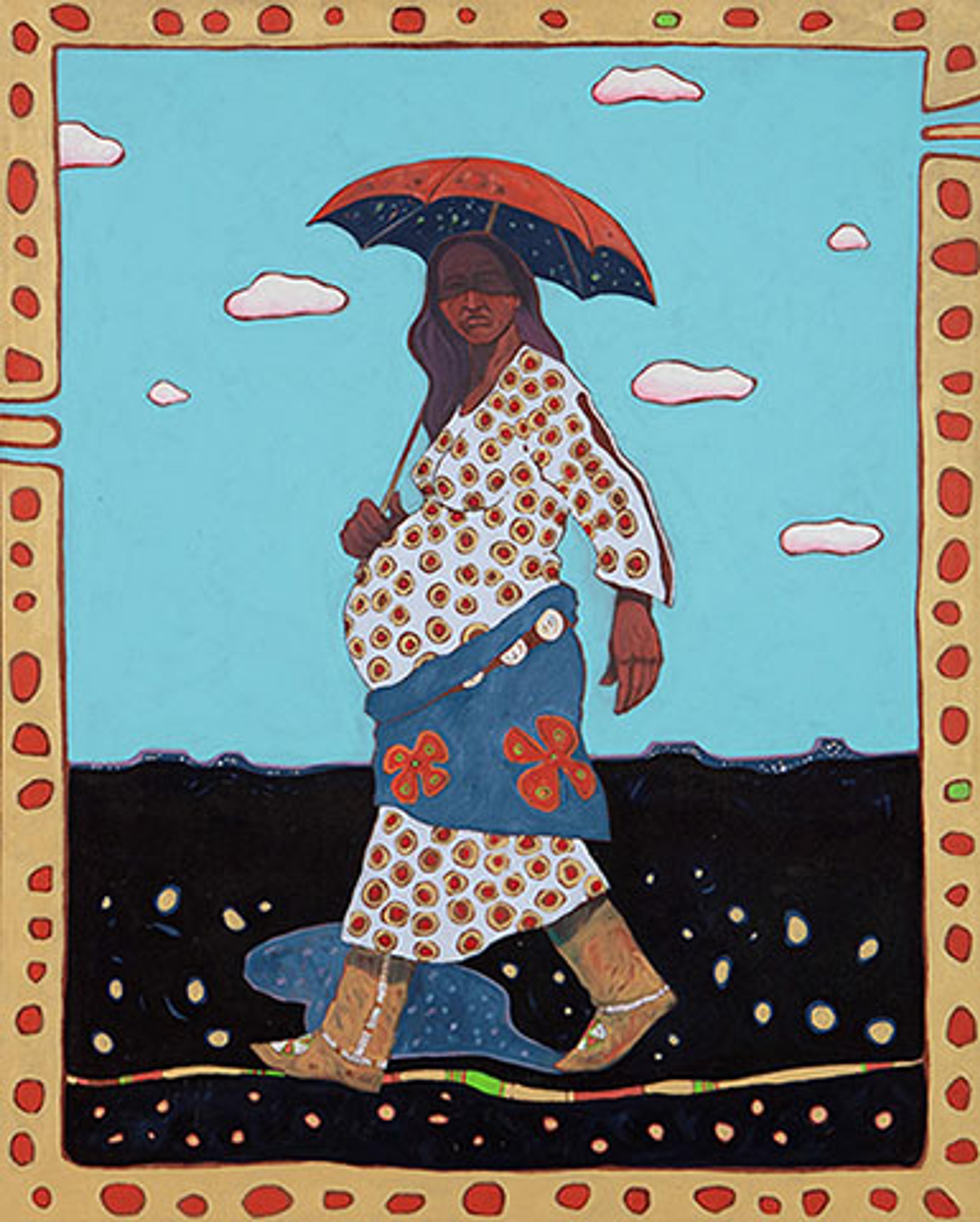 T.C. Cannon Grandmother Gestating Father and the Washita River Runs Ribbon-Like