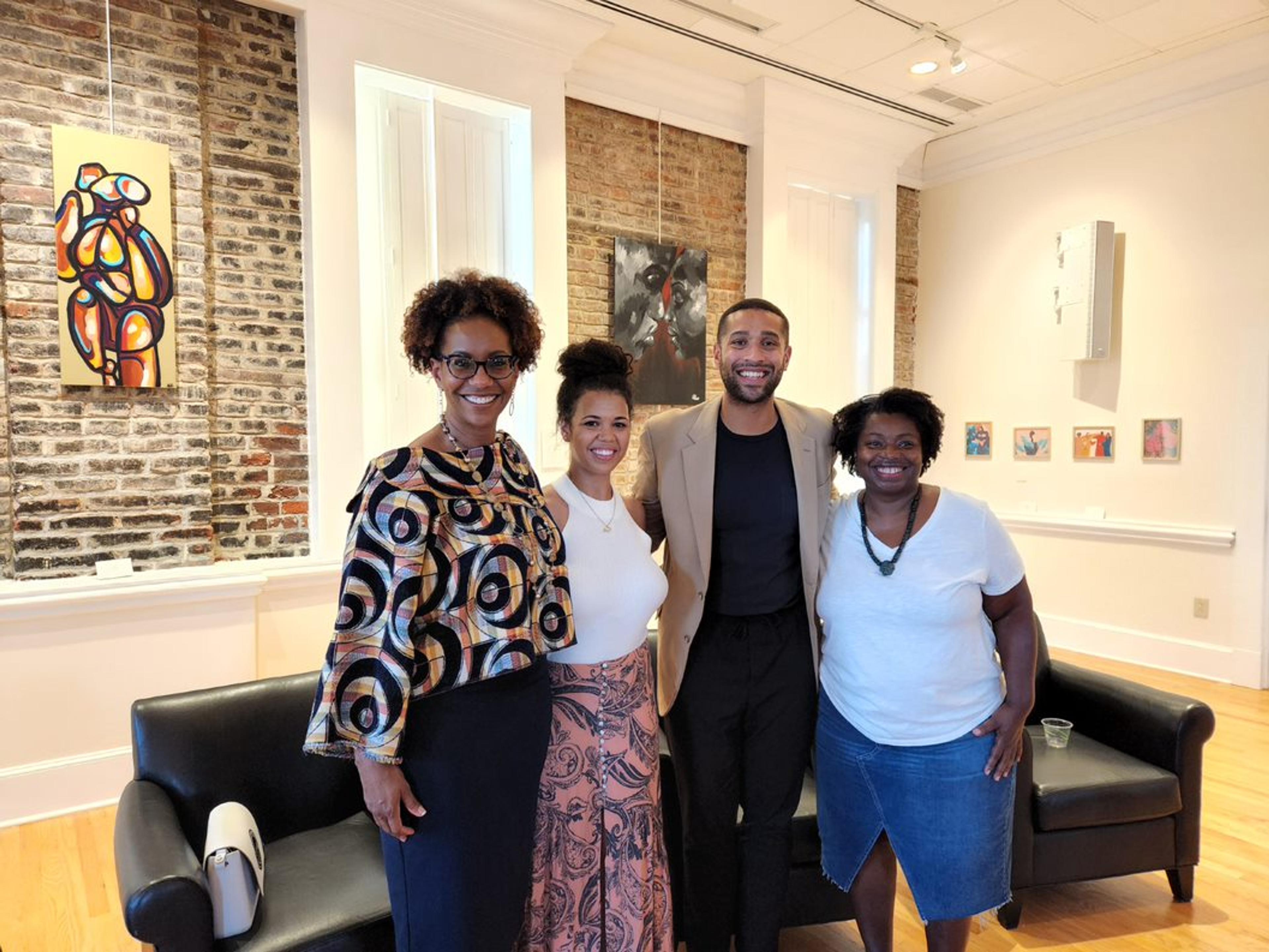 For Which It Stands panelists and moderator, from left: Dr. Tonya Matthews (President and CEO of the International African American Museum), Victoria Rae Moore (Co-founder of TINYisPOWERFUL and part of South Arts’ Emerging Leaders of Color program), Chase Quinn (arts and culture writer and panel moderator), and Germaine Jenkins (Co-Director of Intentional and Strategic Development at Fresh Future Farms).