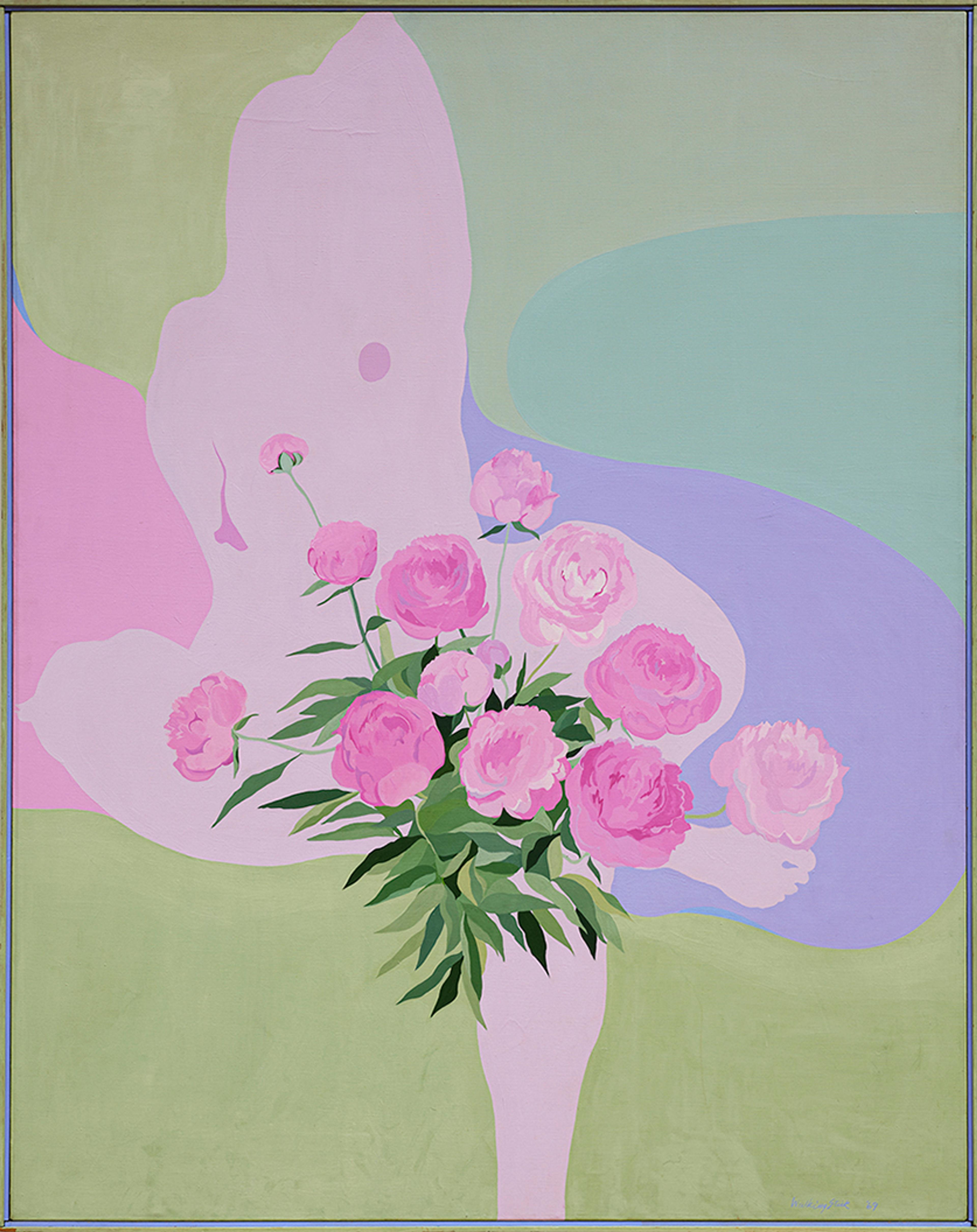 Kay WalkingStick (b. 1935), "Peonies", 1969, acrylic on canvas, 56 x 48 in. Art Bridges. Photography by Demetrius Neal.