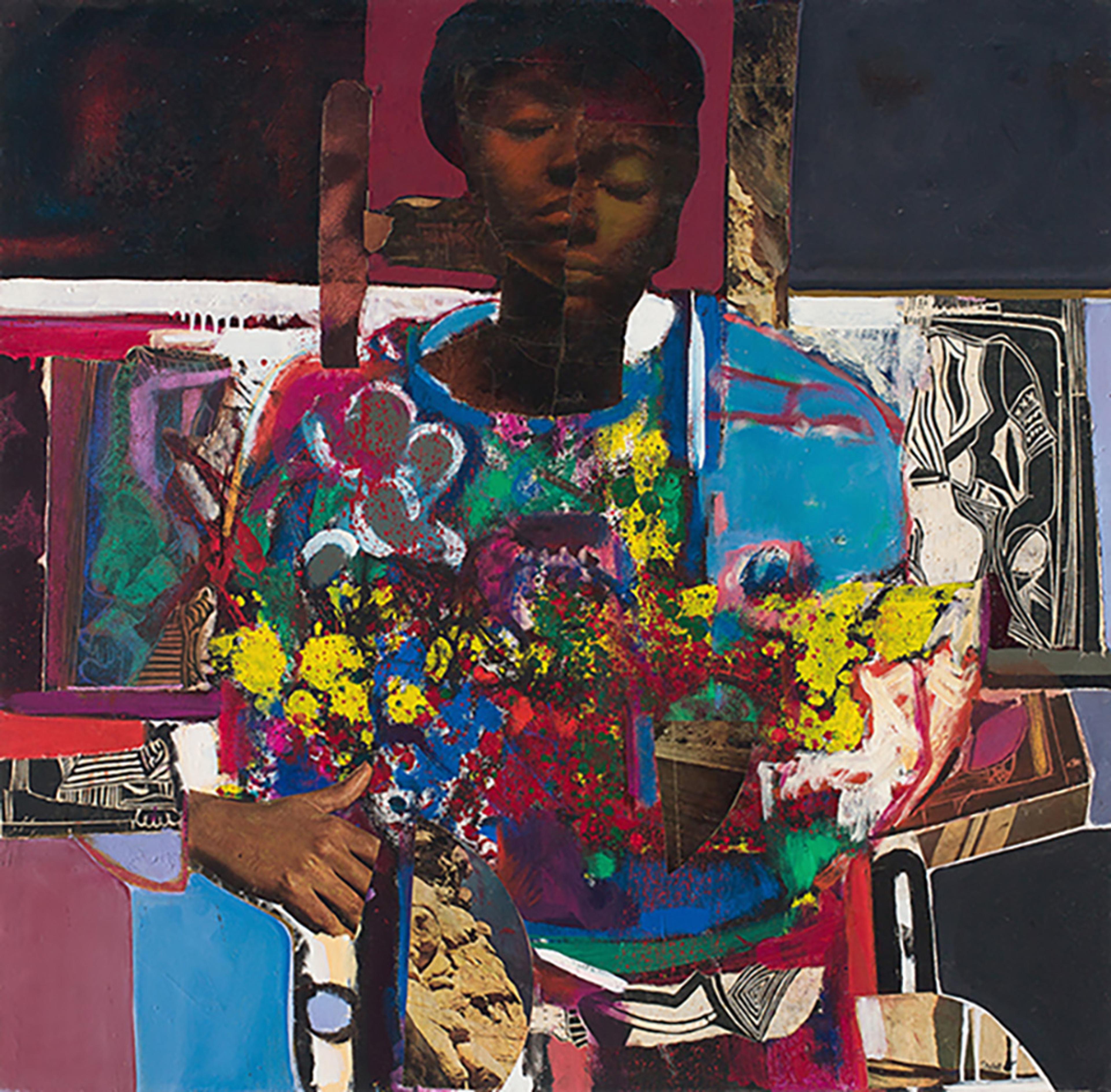 david clyde driskell woman with flowers