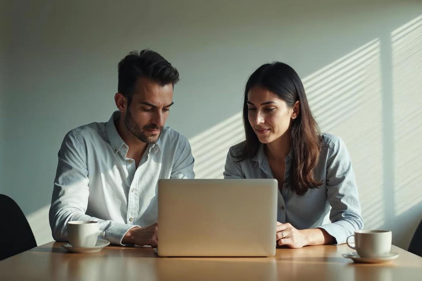 Two professionals discussing diligence questions before investing in a healthcare startup