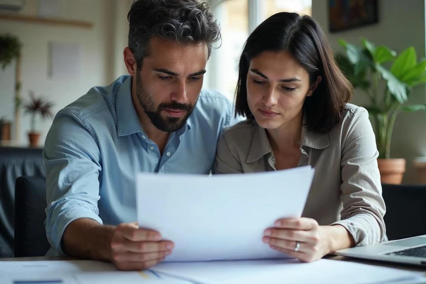 Two professionals reviewing investment documents together at a desk