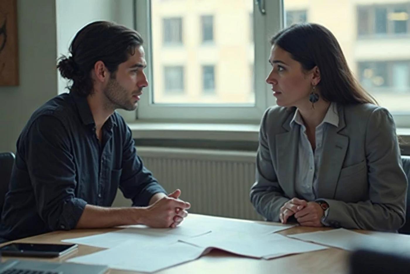 Two professionals in discussion, representing corporate venture and strategic investment in healthcare technology