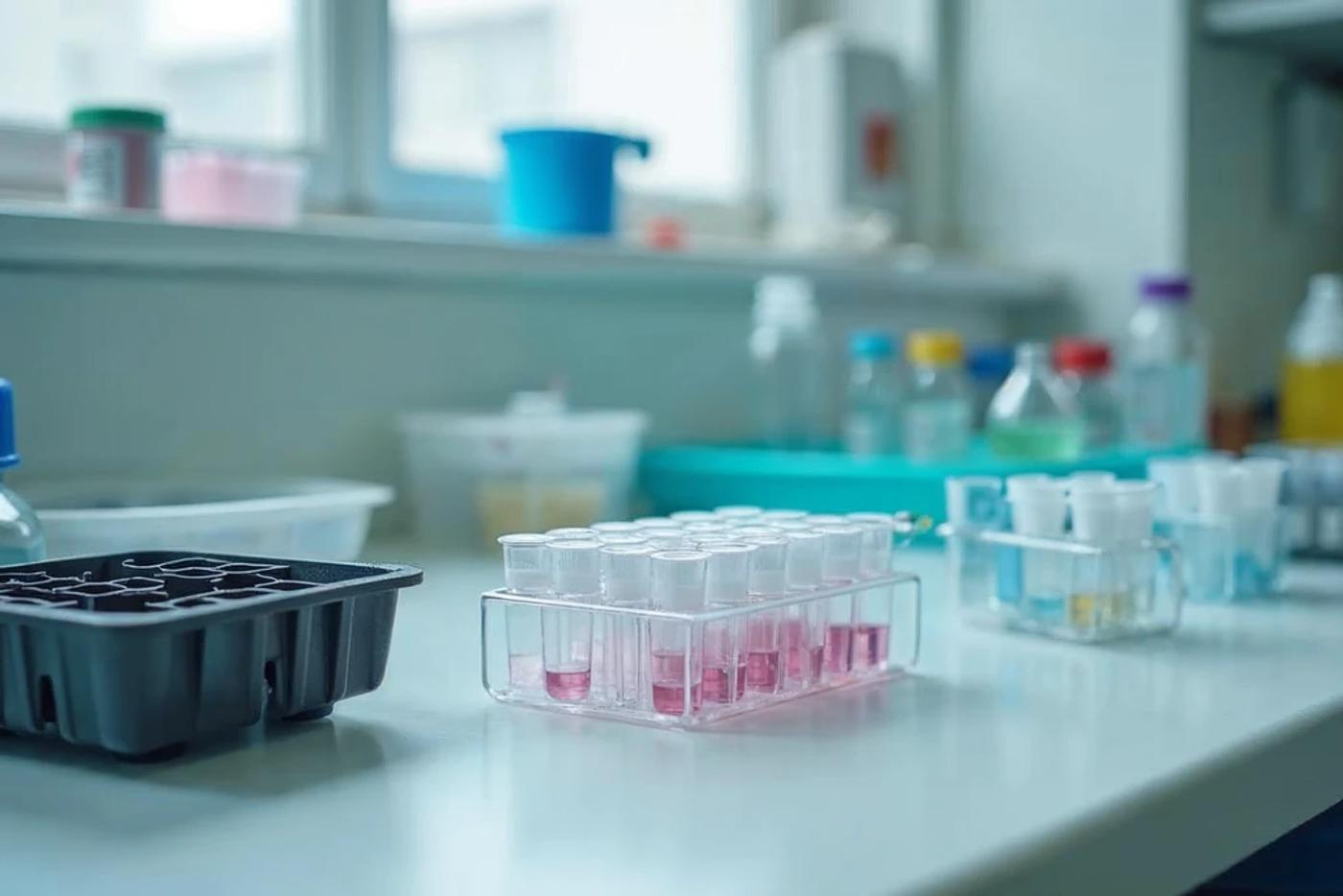 Diagnostic laboratory bench equipment, representing the devices and diagnostics side of healthcare technology