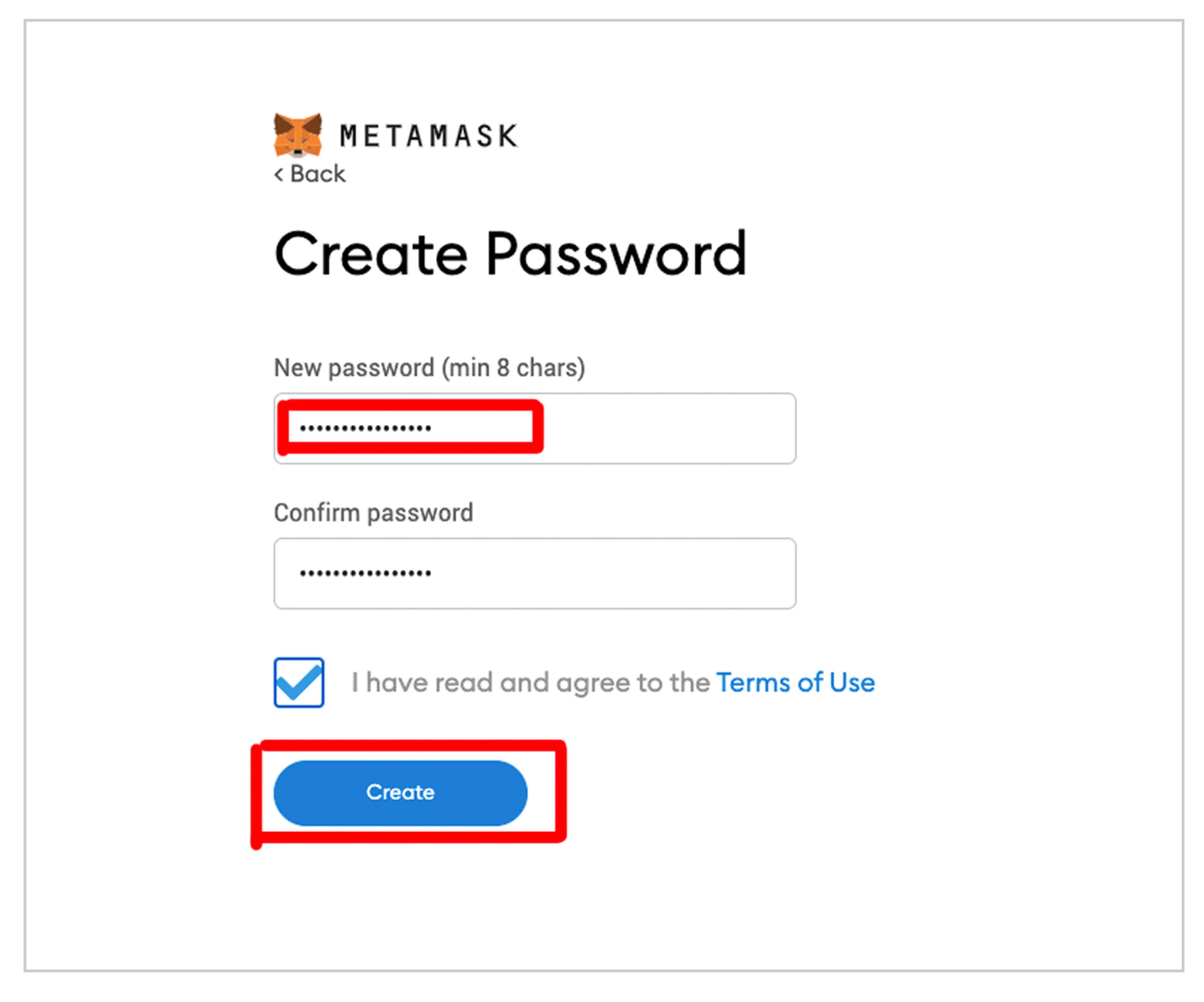 Create Password Screen