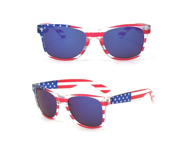 National flag heat-transfer sunglasses DM-584 in front and angled views