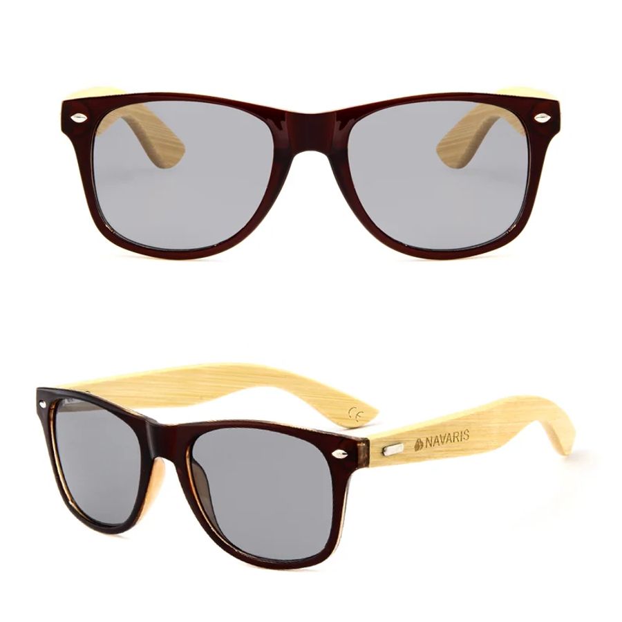 Bamboo-frame sunglasses DM-557 shown from the front