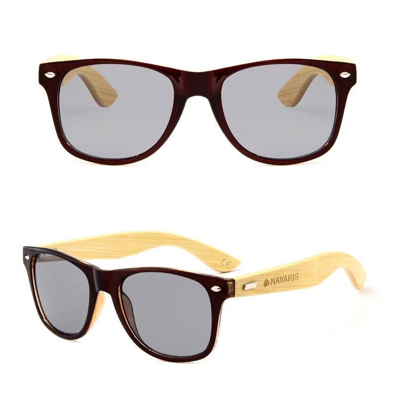 Bamboo-frame sunglasses DM-557 shown from the front