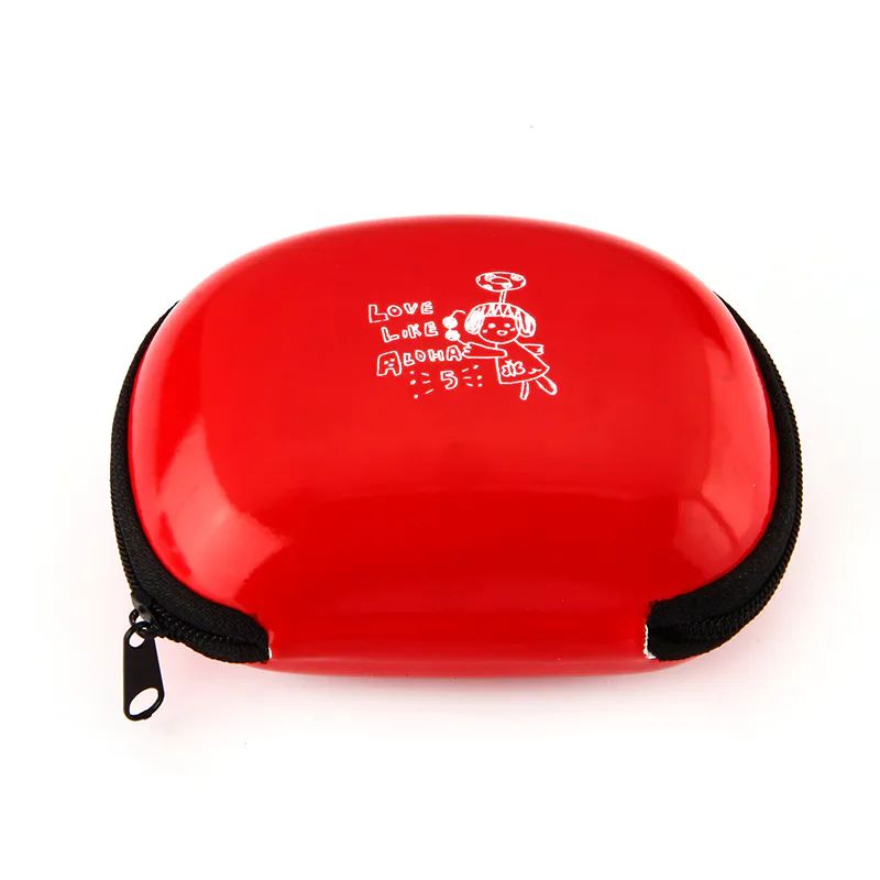 Red compact case with a printed graphic for foldable sunglasses