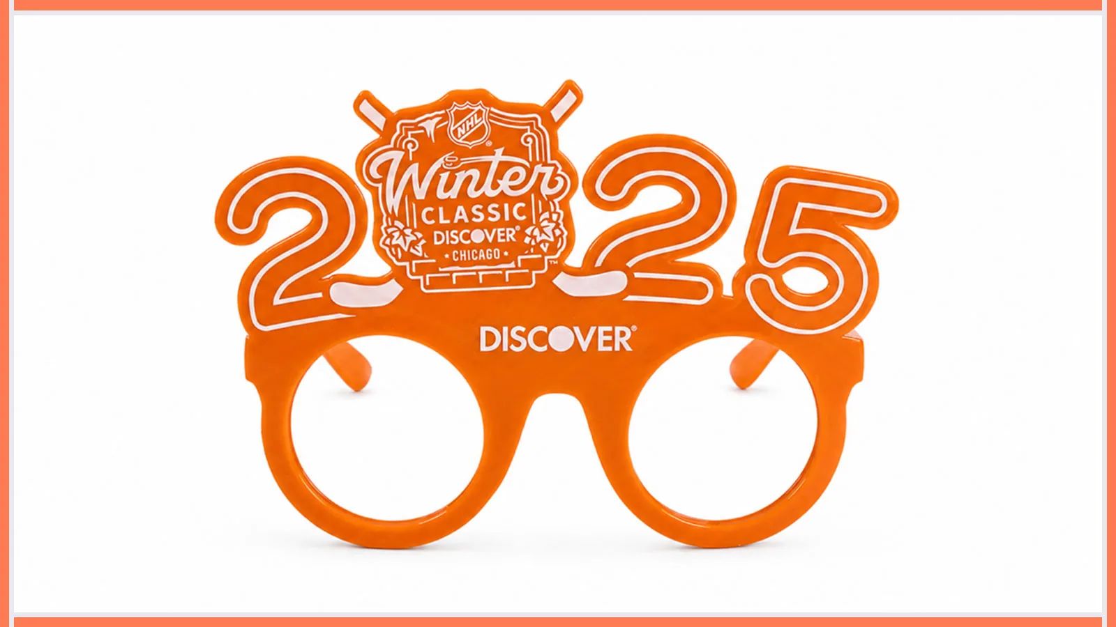 Orange custom promotional glasses used as a physical color approval sample