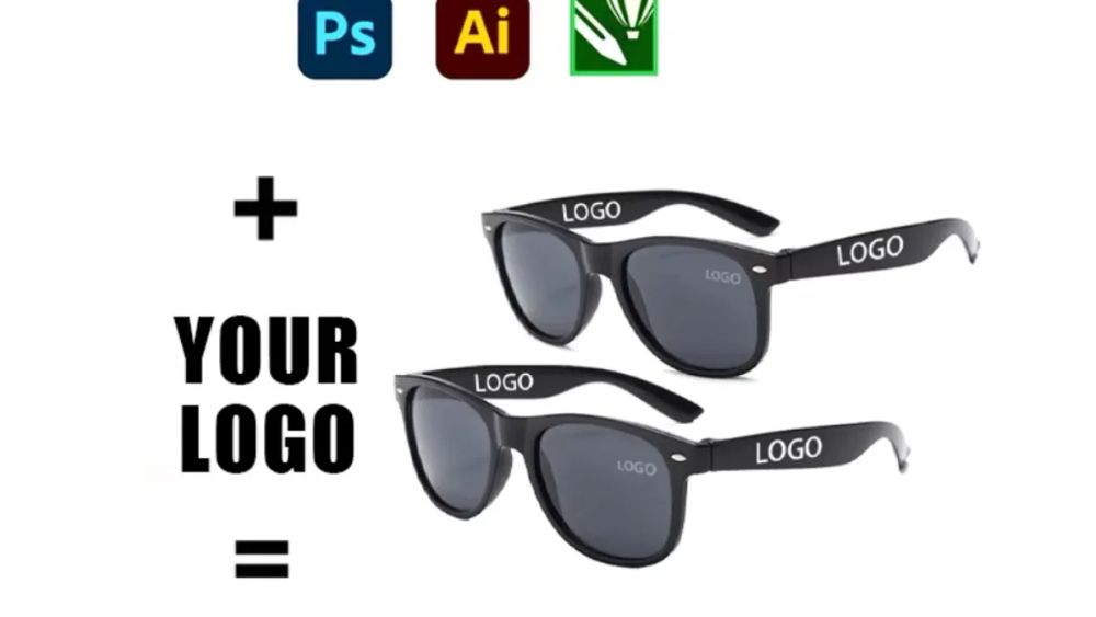 Logo artwork prepared for promotional sunglasses
