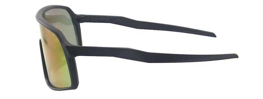 Side profile of DM-599 oversized shield skiing sunglasses and curved temples