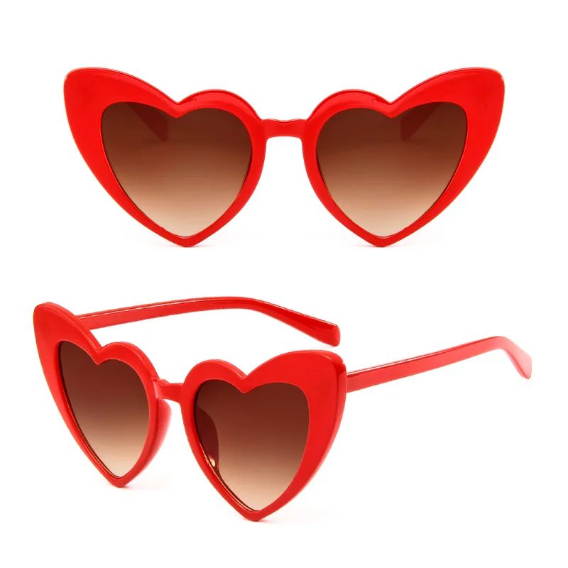 Red heart-shaped sunglasses DM-570 in front and angled views