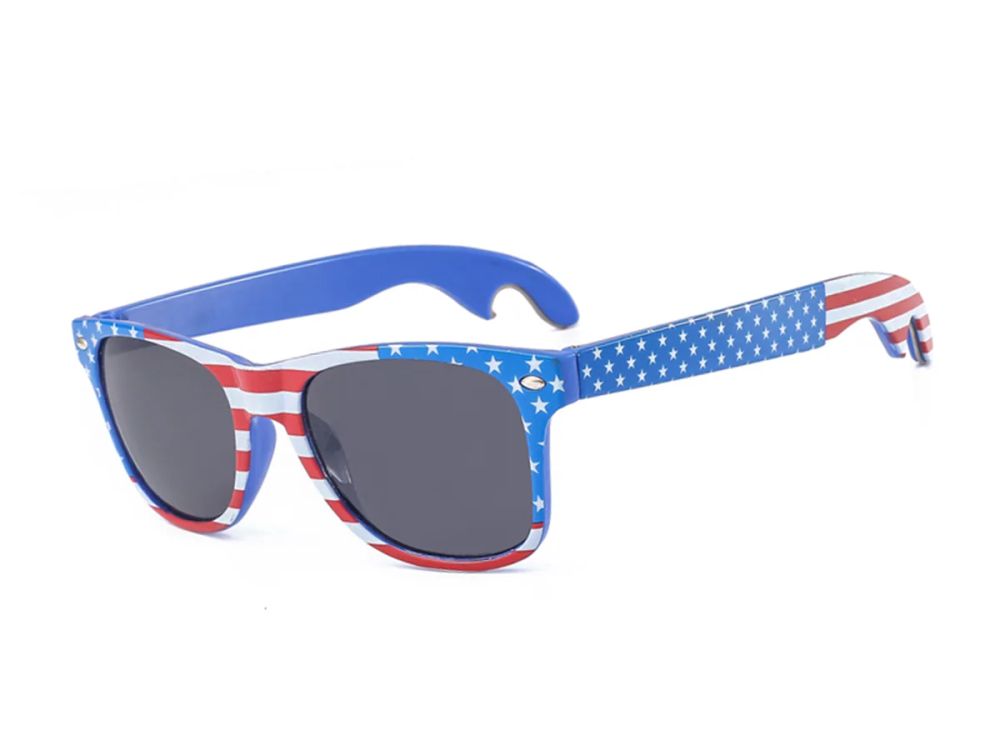 Heat-transfer printed graphics on promotional sunglasses