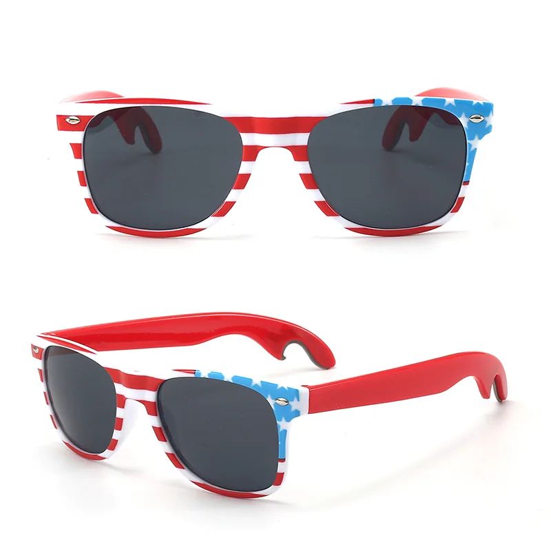 Bottle-opener sunglasses DM-574 with a red, white and blue frame