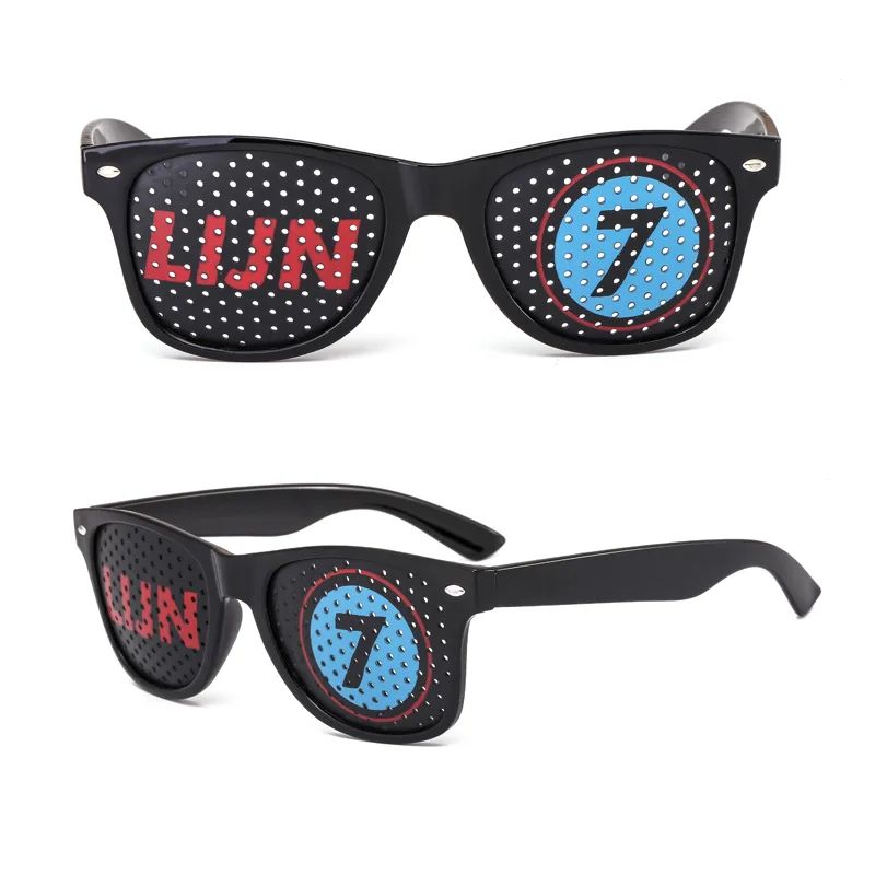 Custom pinhole sunglasses DM-580 in front and angled views