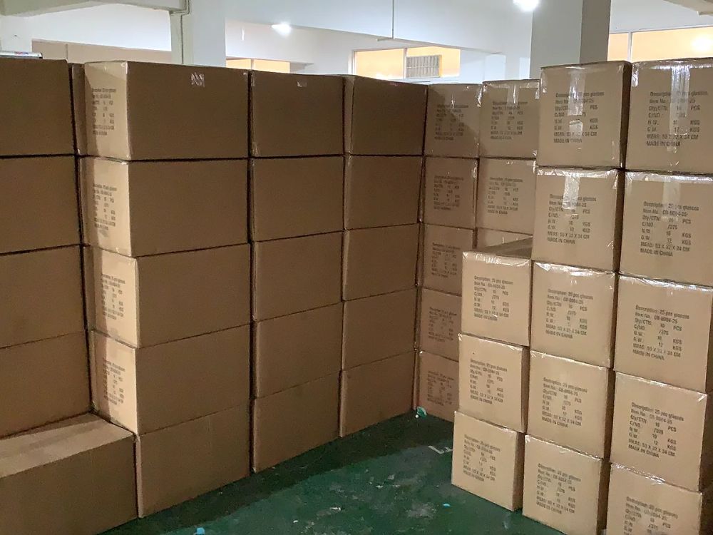 Packed cartons prepared after inspection for shipping