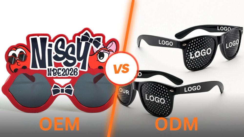 OEM and ODM sunglasses shown side by side to compare full-custom and existing-frame development routes