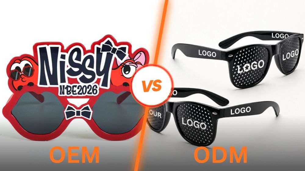 OEM and ODM sunglasses shown side by side to compare full-custom and existing-frame development routes