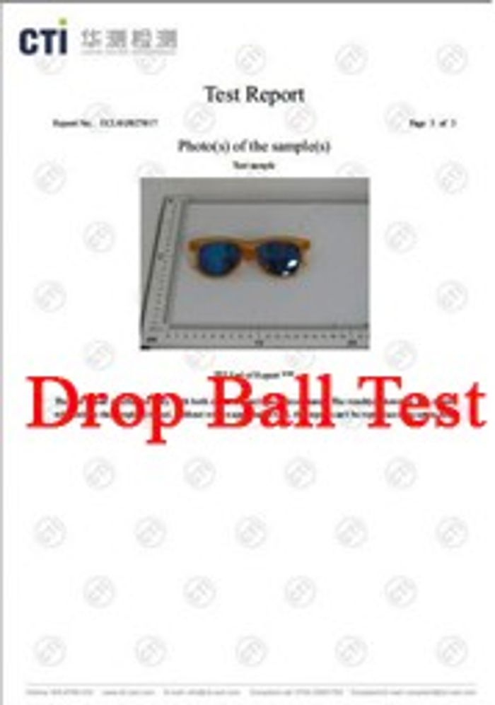 Low-resolution preview of a sunglasses drop ball impact test report