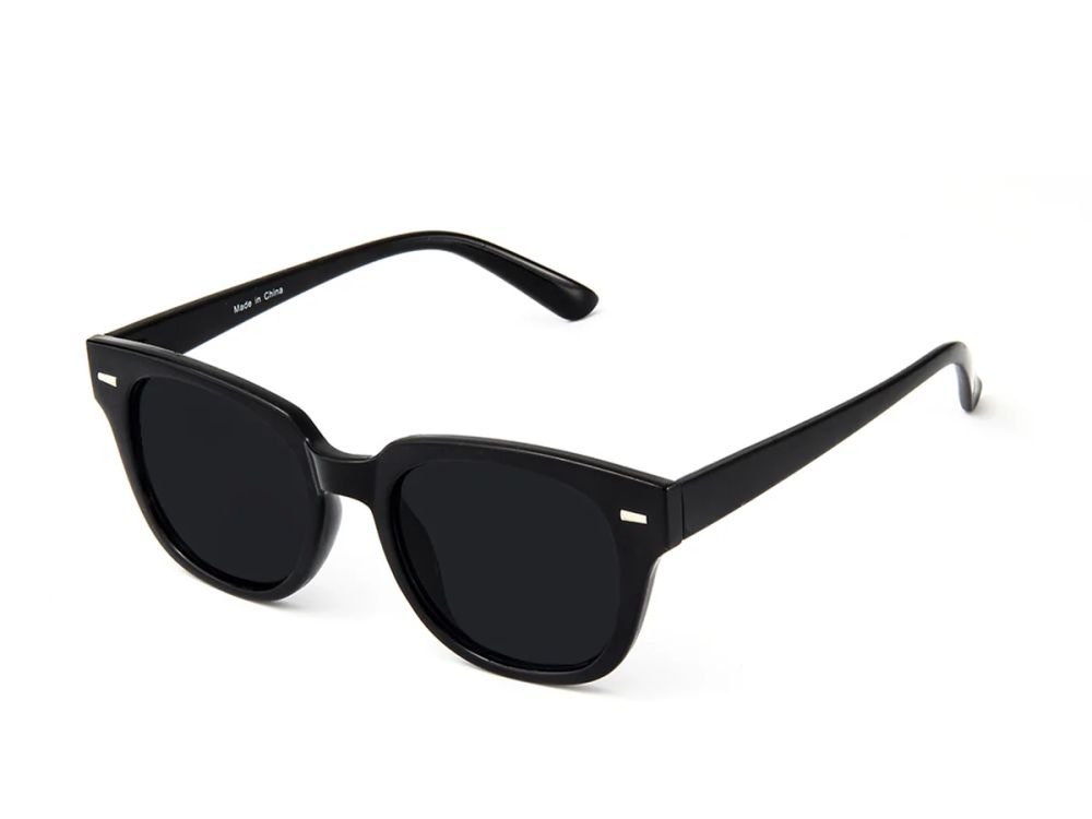 Inner temple logo placement on custom sunglasses