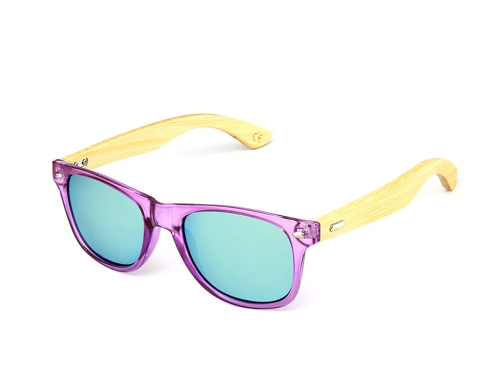 Promotional sunglasses with bamboo-style temples